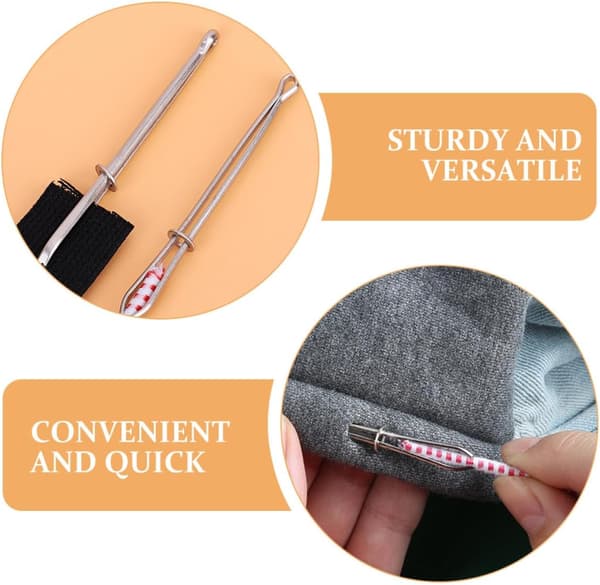 2 st elastiska dragskoklämmor med metallrepsträdare för sömnads-DIY-projekt