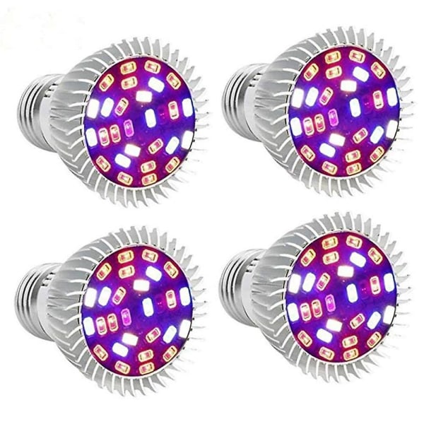 4-pack Full Spectrum LED Växtlampa Glödlampa E26 E27 Hydroponics