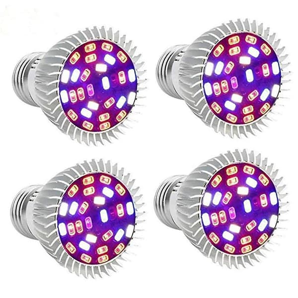 4 stk Full Spectrum LED Vekstlys Pære E26 E27 Hydroponics
