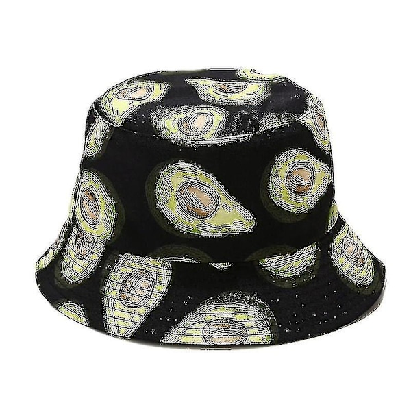 Unisex Vändbar Packbar Bucket Hat, Solhatt för Män Kvinnor, Avocado Print Dubbelsidig Bärbar Vändbar Bucket Hat