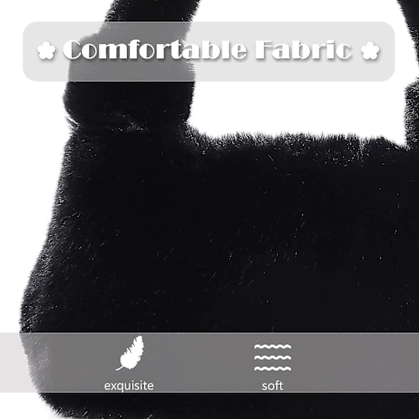 Fuzzy Underarm Taske i Kunstig Pels, Skuldertaske i Kunstig Pels, Pels Top-håndtag Taske, Fluffy Håndtaske til Kvinder