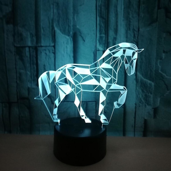 3d Horse Night Light 7 värillinen led pöytälamppu USB laturi