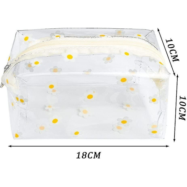 2 st Klar Pennfodral, Blommiga Kosmetikpåsar Transparent PVC Sminkpåsar