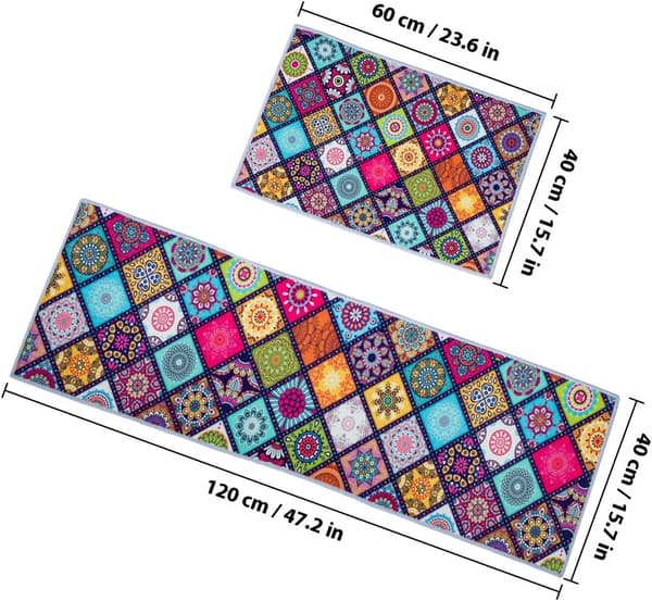 2 stk Marokko Gulvmatte Nordisk Dørmatte 40 * 60 + 40 * 120 cm Polyester