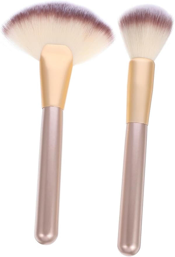 Makeupbørste til highlighter, blush, multifunktionel pudder, makeup, kvinde, vifteformede børster til ansigtet