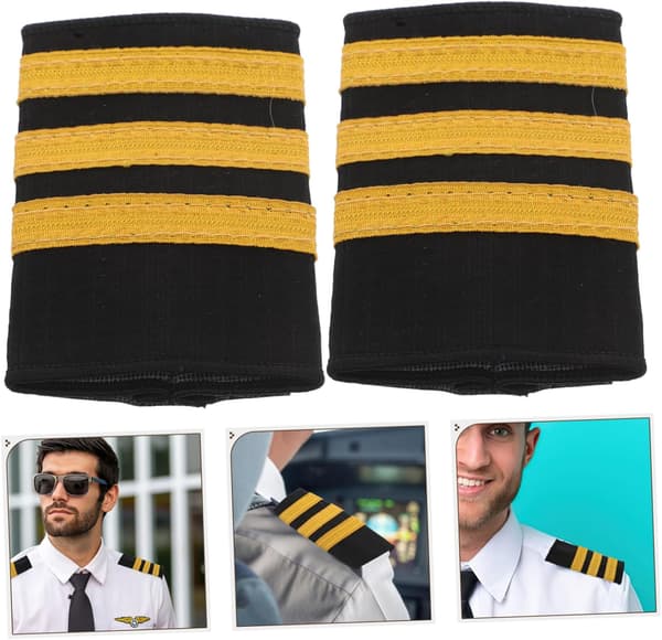 Kapteins skulderstropper for pilotuniform, flyvertinne kostyme tilbehør