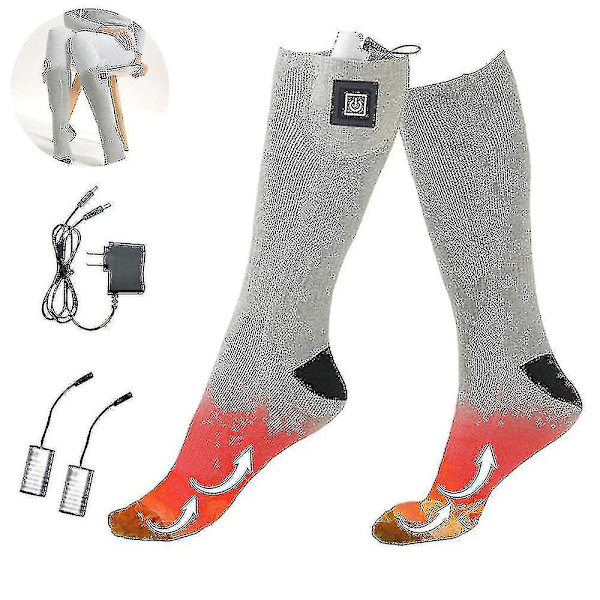 Lämmittimelliset sukat, latautuvat sähköiset akkusukat, unisex lämpimät jalkasukat gray
