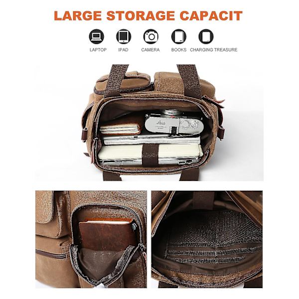 Menn Messenger Bag Casual Business Skulderbag Passer 14 tommers Laptop, svart