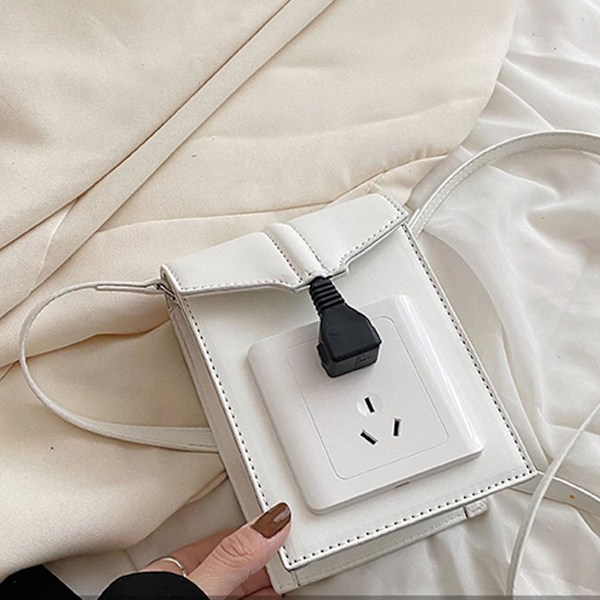 Crossbodyväska för kvinnor, liten crossover-väska, lång axelrem White
