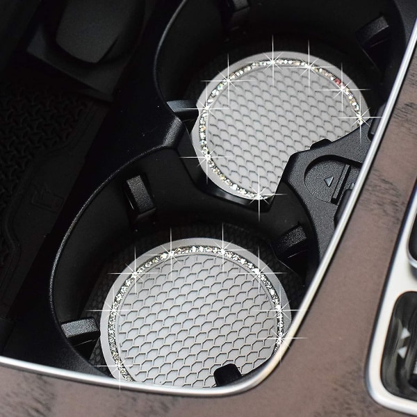 Universal Vehicle Bling Cupin pidike Coaster auton sisätarvikkeet - 2,75 tuumaa silikonista liukumaton kristalli tekojalokivistä auton lasinalusta - universaali