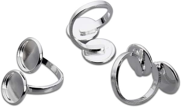 5 stk. justerbare forsølvede ringbaser 12 mm indvendig diameter bærbare ringholdere