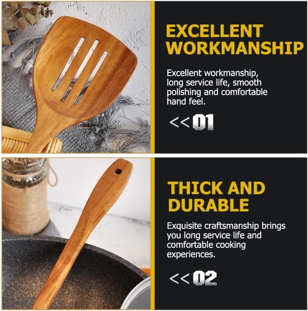 Trästekspade, non-stick-design och lätt att rengöra