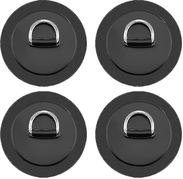 Runda D-ringar med snöre, spänne, sjömansförvaring, elastisk ögla, 4-pack, svart