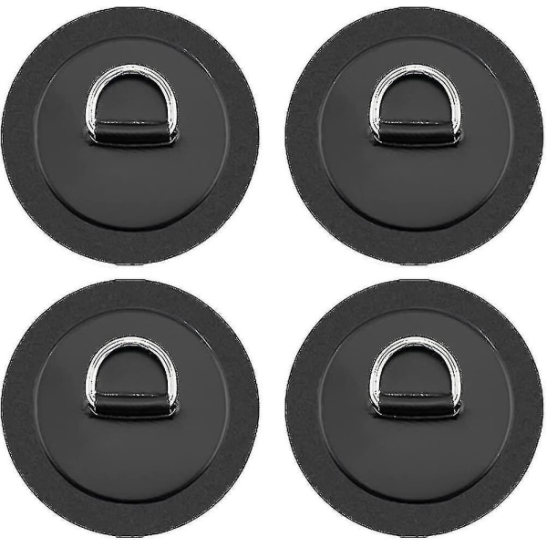 Runde D-Ring Kordspænde Sejlervarer Elastisk Loop 4stk sort