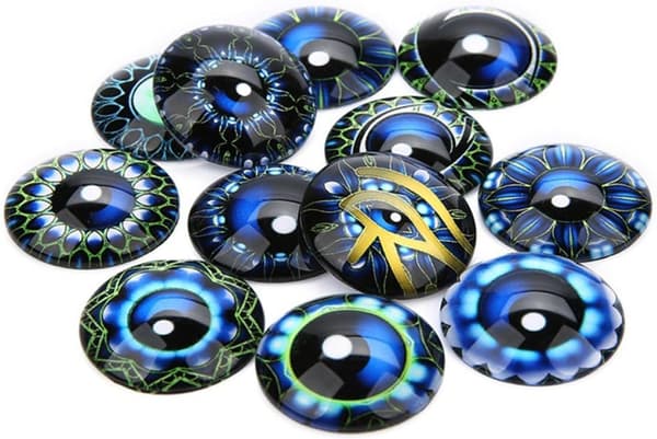 20 st 12 mm blå runda glascabochon-ädelstenar DIY smyckesmaterial hantverkspatchar