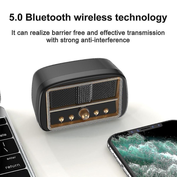 Retro Bluetooth-højttaler, trådløse vintage-højttalere, genopladelig højttaler