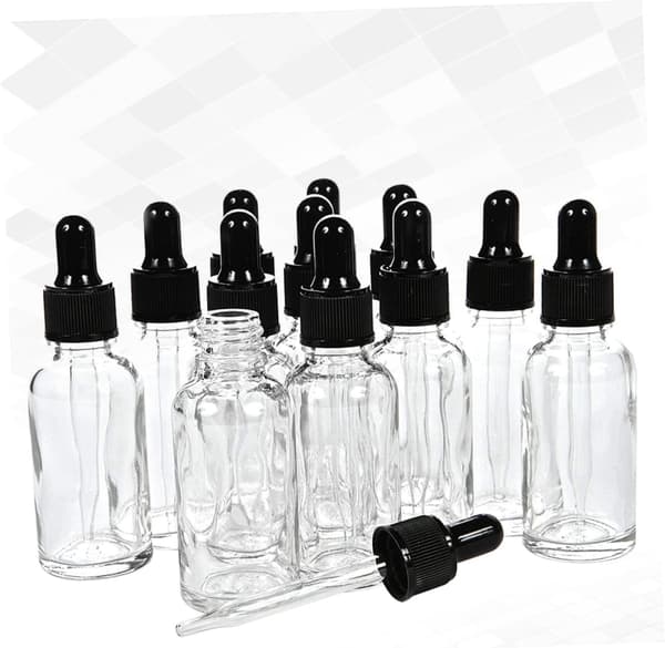 Eteriska oljeflaskor Droppflaskor 12-pack 30 ml Glas för underförpackning Resvätska Smink
