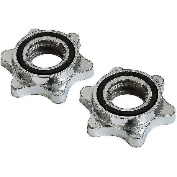 Skruv Hex Lås Mutter för Skivstång (silver) (2 st)
