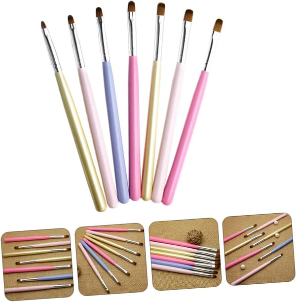8 stk. neglekunstbørste Solid neglegel sminkebørste for hjemmesalongbruk Dotting Pen Chic Design