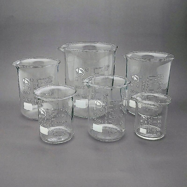 4 st Lab 25-500ml Hög Borosilikatglasbägare Kemi