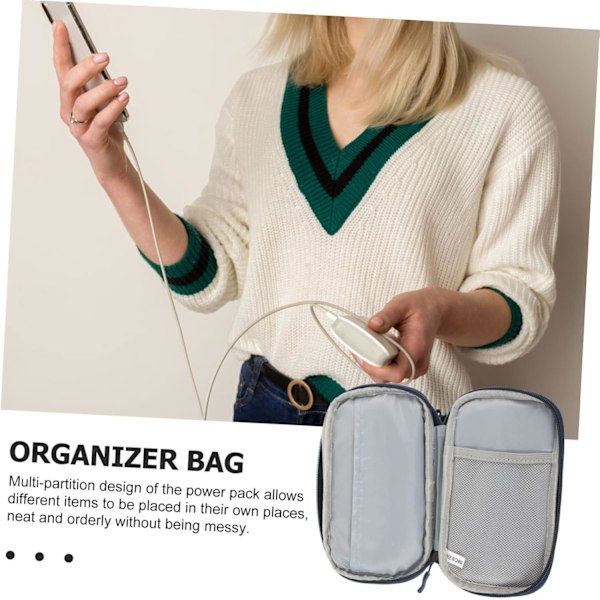 Reiseoppbevaringsveske Elektronisk Organizer Kompakt Kabelholder for Reiselader Powerbank Mørkeblå