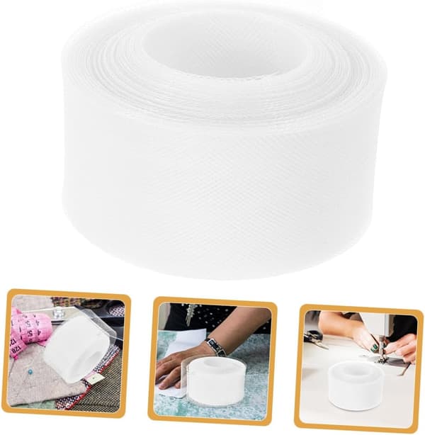 4 cm brett vitt elastiskt fiskbensnätband i polyester, hästhårsfläta, sömnadskant