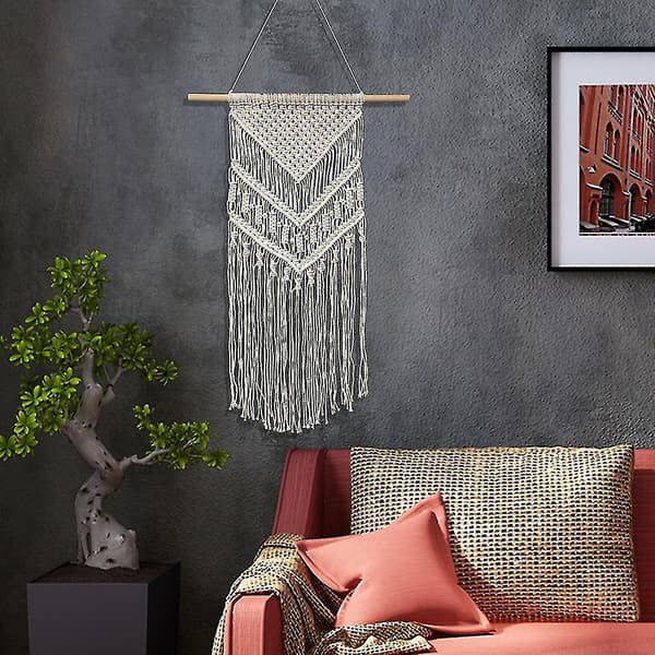 Macrame Väggbonad Handgjord Vävd Väggkonst Macrame Gobeläng För Sovrum Kontor Hem Väggdekor