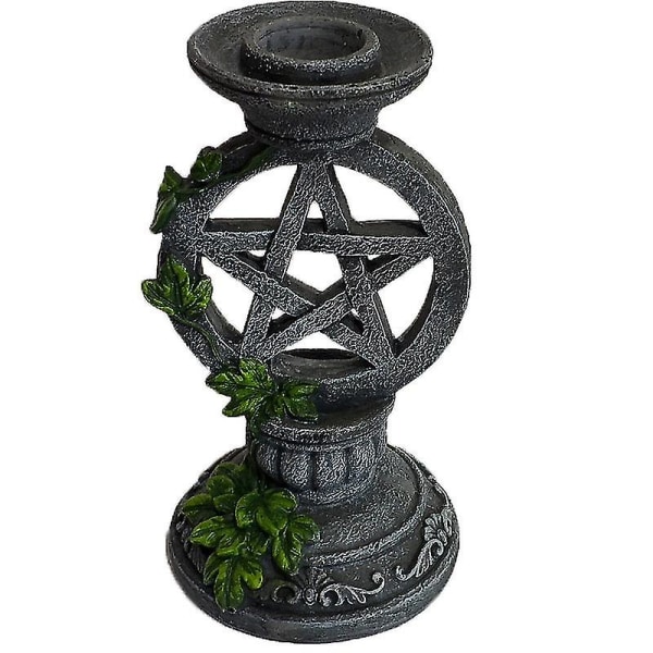 Pentagram-kynttilänjalat, set kynttilänjalkaa, 13,5 cm, musta, hartsi