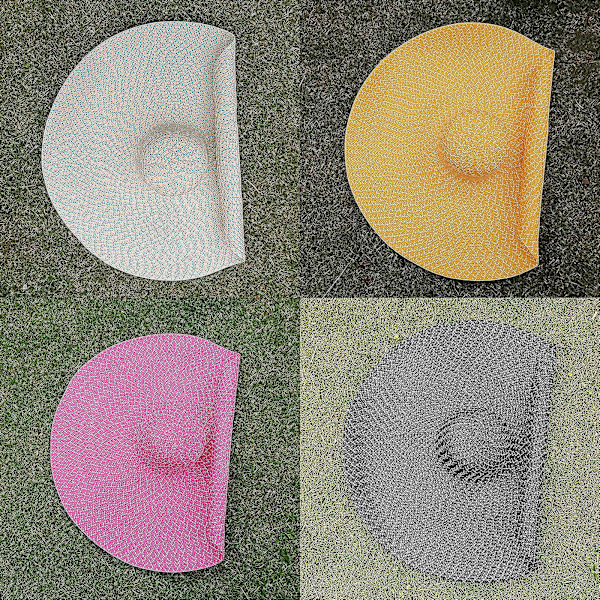 Oversized Skyggehat med Bred Skygge - Tom Hat til Udendørsaktiviteter Yellow white stripes