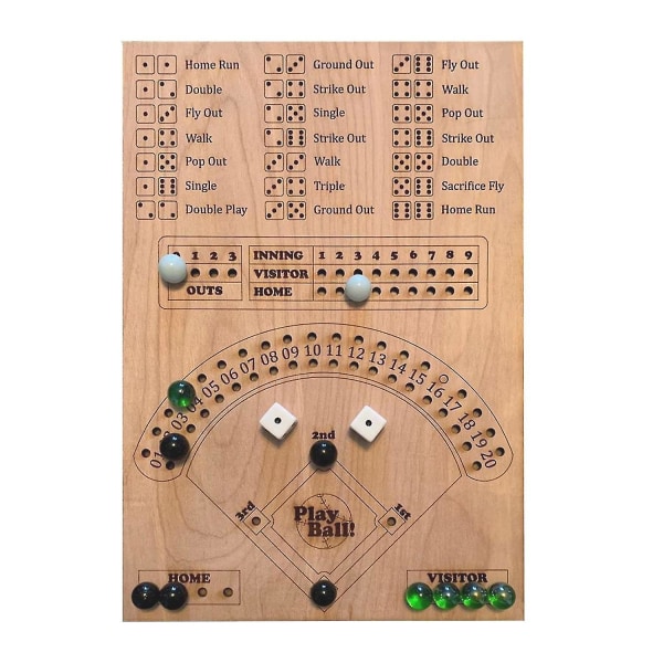 Baseboll-Tärningar Marmor Brädspel Spelbräde Barn Vuxna