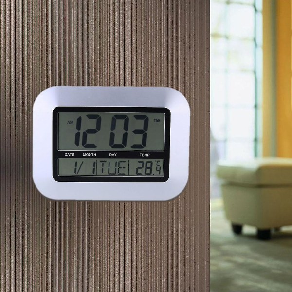 Självinställande digital väggklocka inomhustemperatur
