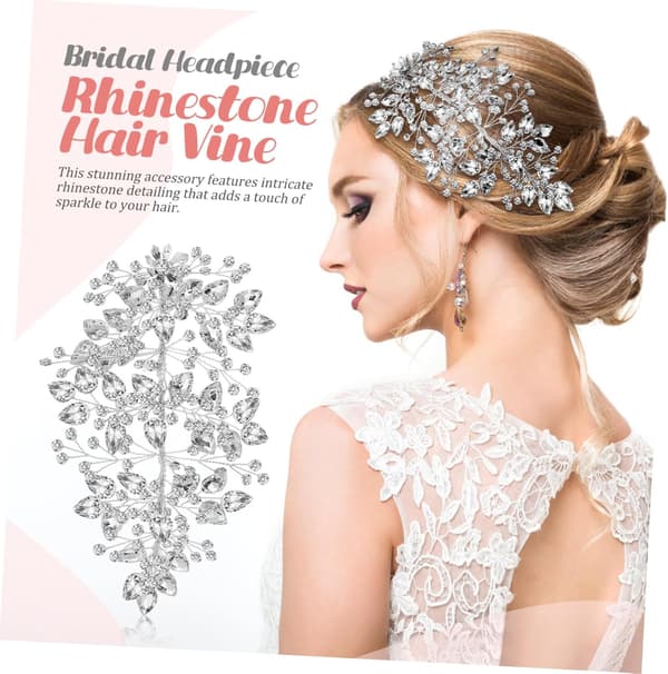 Rhinestone Brude Hårvin Elegant Bryllupshodeplagg for Kvinner Fleksibel Hårdekorasjon