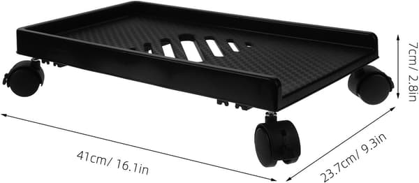Computer Tower Stand Pc Holder 41X23.7X7Cm Plast Riser med fire hjul