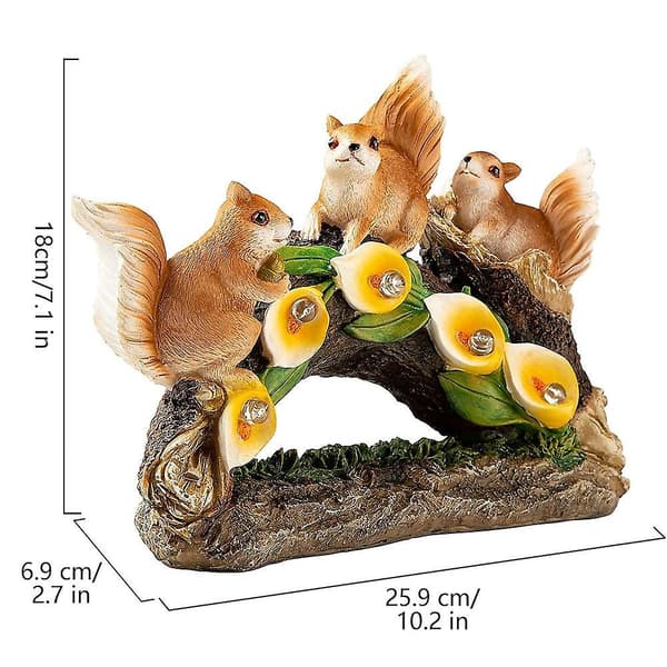 Solcelled Dyr Lys Have Resin Statue Tre Squirrels