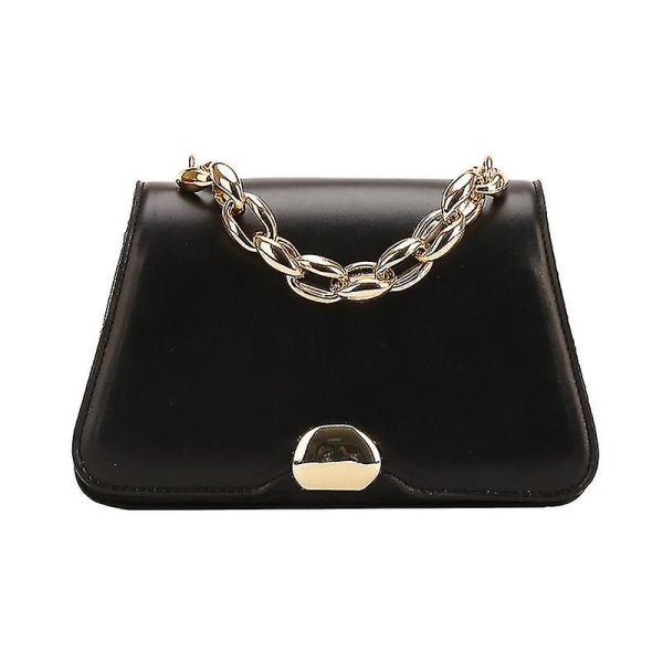 En axel, mini plånbok med tjock kedja för damer Casual Flap (1 stycke, svart)
