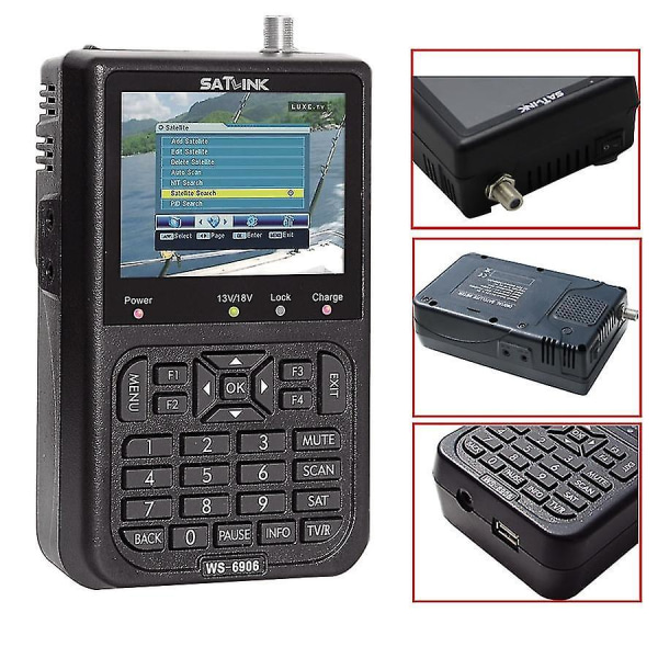 3,5 tommers LCD Satlink WS 6906 Satellittmåler Finder DVB-S