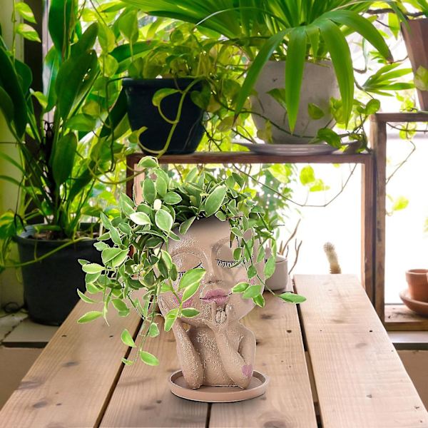 Hodeplanter Ansiktsblomsterpotter Harpiks Innendørs Utendørs Morsom Potte