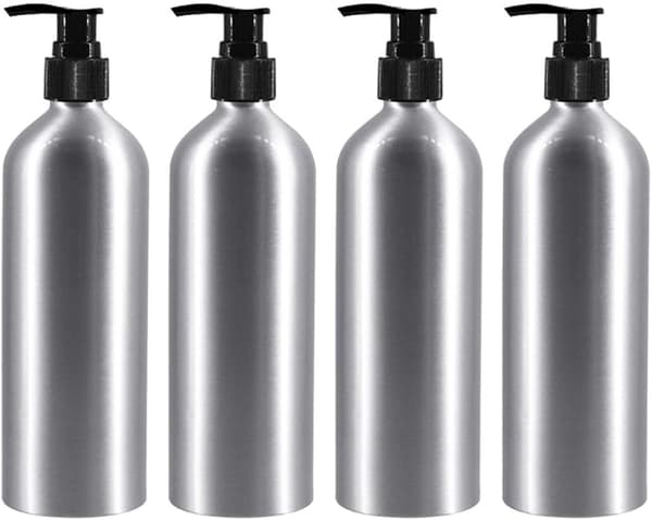 4st Press Lotion Underflaskor Flaska med Pump 250ml Aluminium Påfyllningsbar Spiral