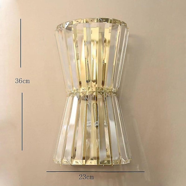 3-armet Vegglampe i Messing med Krystallglass