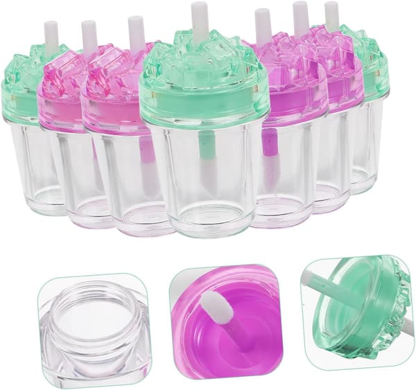 7 stk. påfyllbare lipgloss-tuber med applikatorstav, leppepomadebeholdere egnet