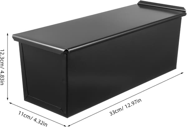 Rektangulär brödform med lock, brödbehållare 750g plåt med skjutlock
