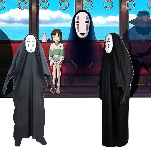 Spirited Away No Face Kaonashi Kostym Fancy Up Outfit Kappa Mask Handskar Set 2XL