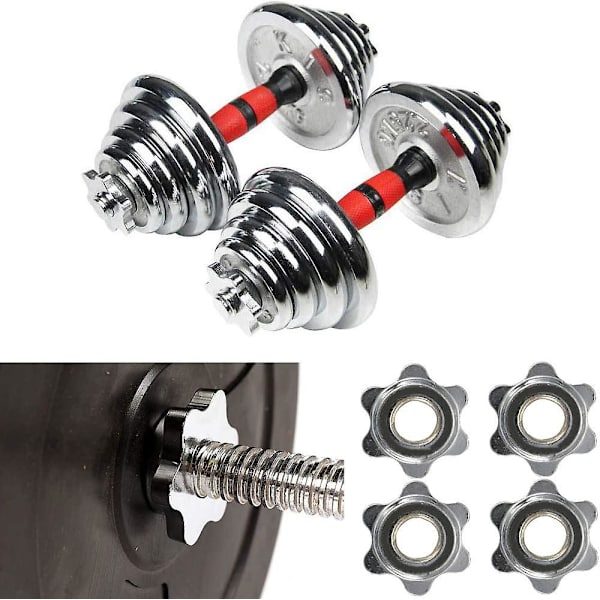 4 kpl Painonnostokiekkoja, Liukumattomat 25 mm Standard Spinlock -lukkojen kanssa, Ruuvikiinnitteinen tankoon