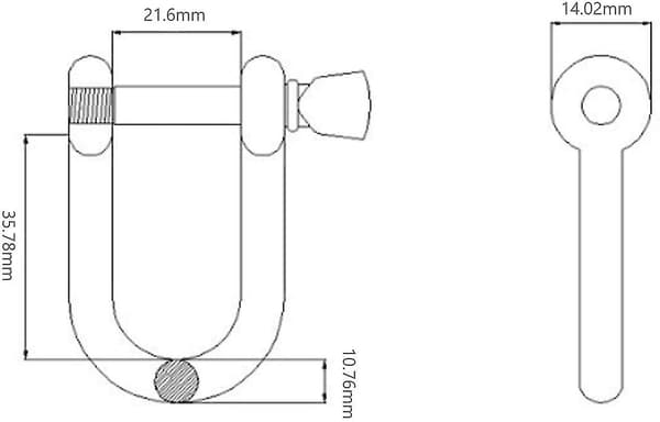 4 stk. M10 Rustfrit Stål Shackle, Kæde D-Ring Shackle