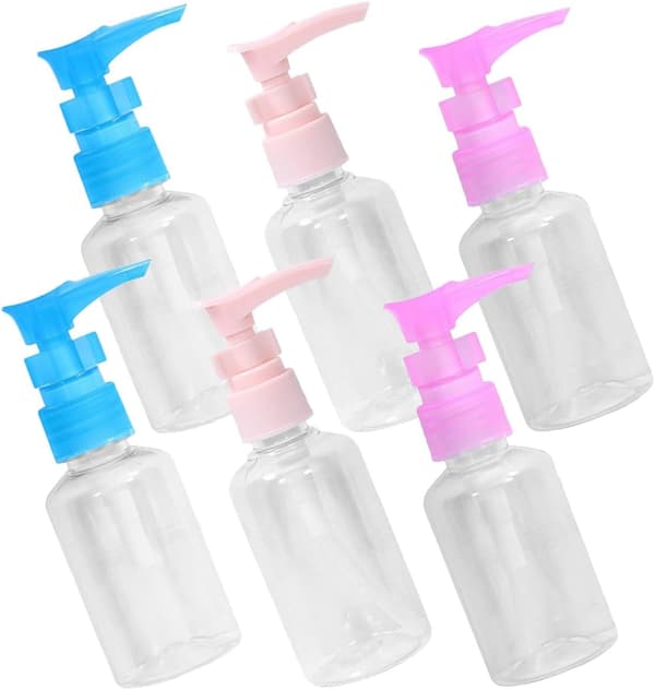 6 st plastpumpflaskor 50 ml påfyllningsbara schampoflaskor med pump