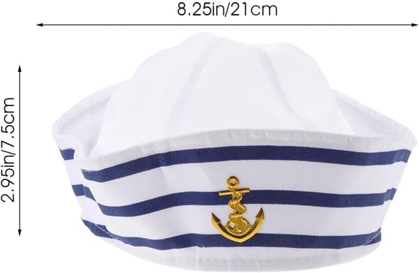 2st Sjömanshatt Båt Hatt Blå Vit Randig Tyg Justerbar Chic Elegant