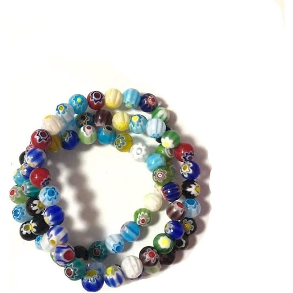 7 Chakra Armbånd 8mm Fargerike Glasskrystaller Perler Med Enkelt Blomst For Yoga Gave