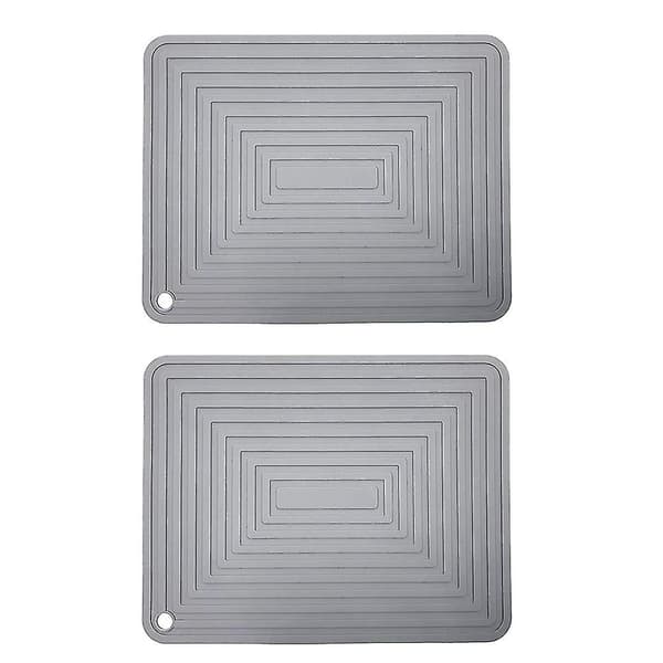 2 stk. Mat av matkvalitet, sklisikker, rektangulær bordmatte, silikonisolasjonspute for restaurant, grå