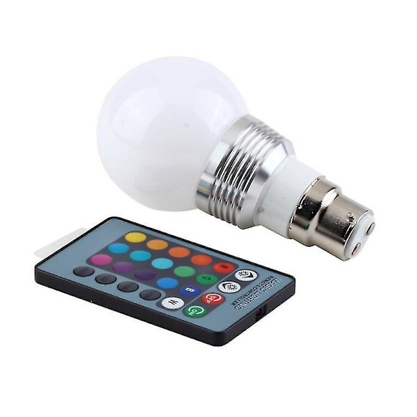 3W B22 16 Värillinen RGB LED-Lamppu Polttimo Kaukosäätimellä