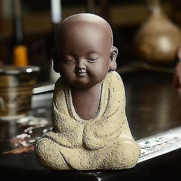 Buddha-statuer Liten Munk Farge Sand Keramikk Hjem Klubb Geomantisk Dekorasjon Lilla Sand Figurer Te-kjæledyr